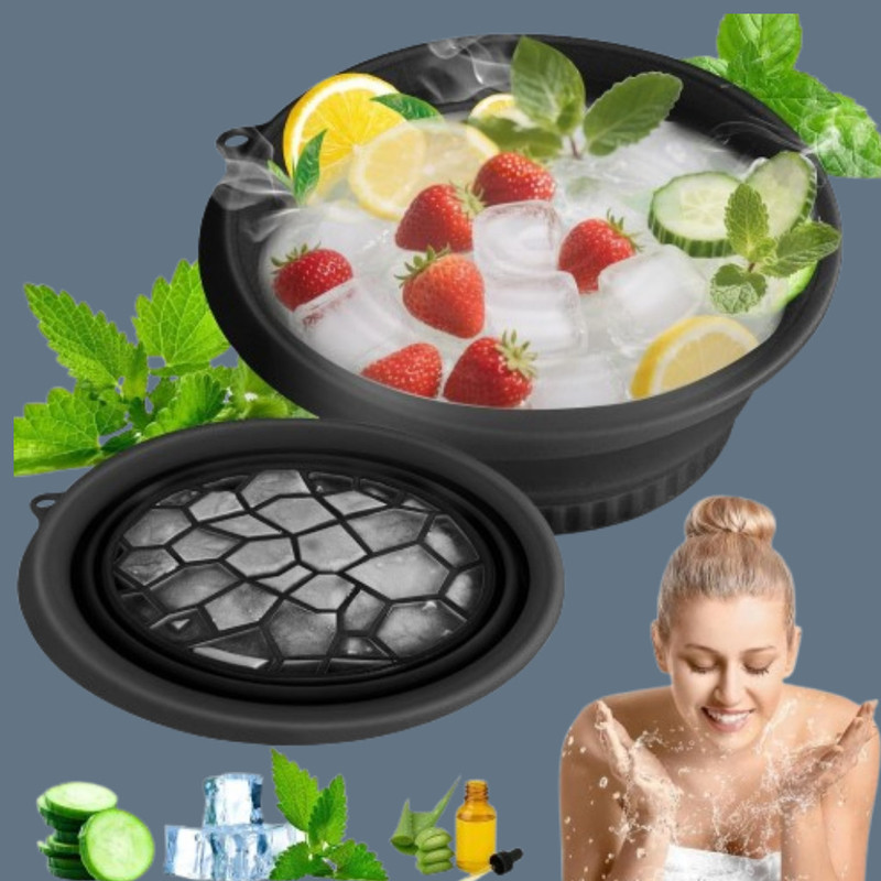 Neelmohi 1 L Silicone Ice Bath Basin for Revitalizing and Glowing Skin Ice Bucket(Black)
