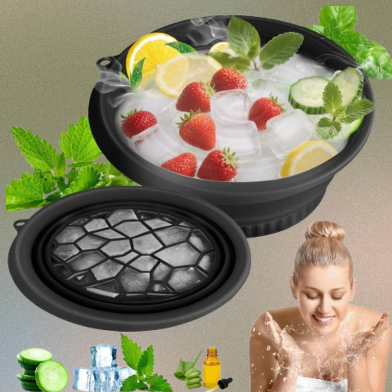 REDITEX 1 L Silicone Ice Face Spa Basin for Daily Skin Firming Routine Ice Bucket(Black)