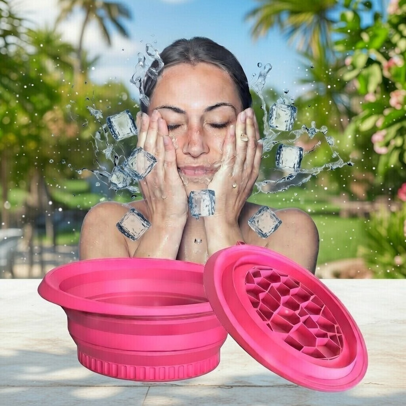 Gesto 1 L Silicone Facial Ice Bowl for Cold Face Wash Use Ice Bucket(Multicolor)