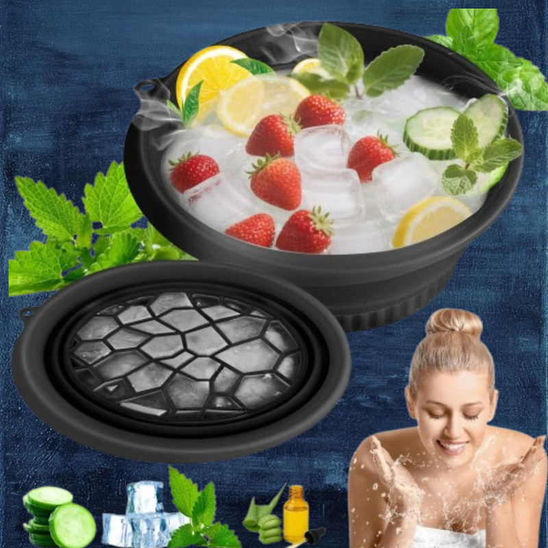 creativnest 1 L Silicone Ice Spa Bowl for Rose Water Facial Therapy Ice Bucket(Black)