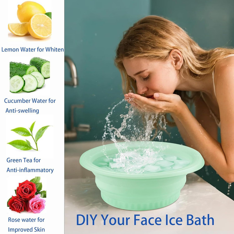 Bhumi 1 L Silicone Silicone Face Washing Ice Bucket Foldable Cube Tray Ice Bucket(Multicolor)