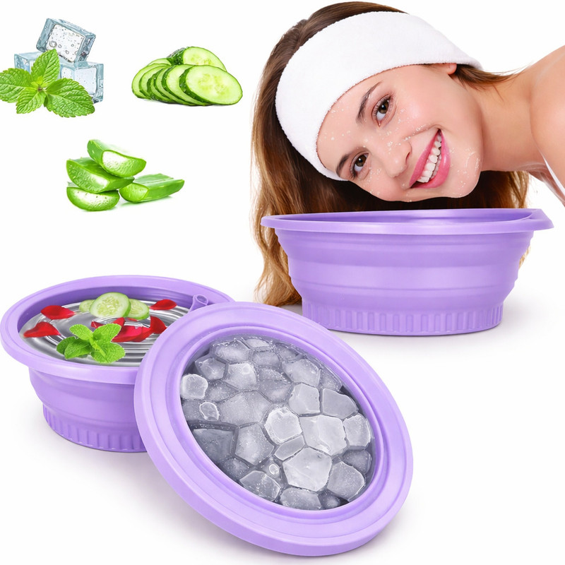EXPORA 600 L Silicone Face Bowl Easy steps to a soothing ice facial with your collapsible bowl. Ice Bucket(Purple)