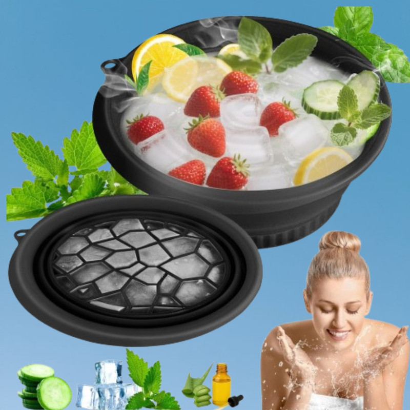 AKOVARI 1 L Silicone Ice Face Spa Bowl for Improving Skin Texture Ice Bucket(Black)