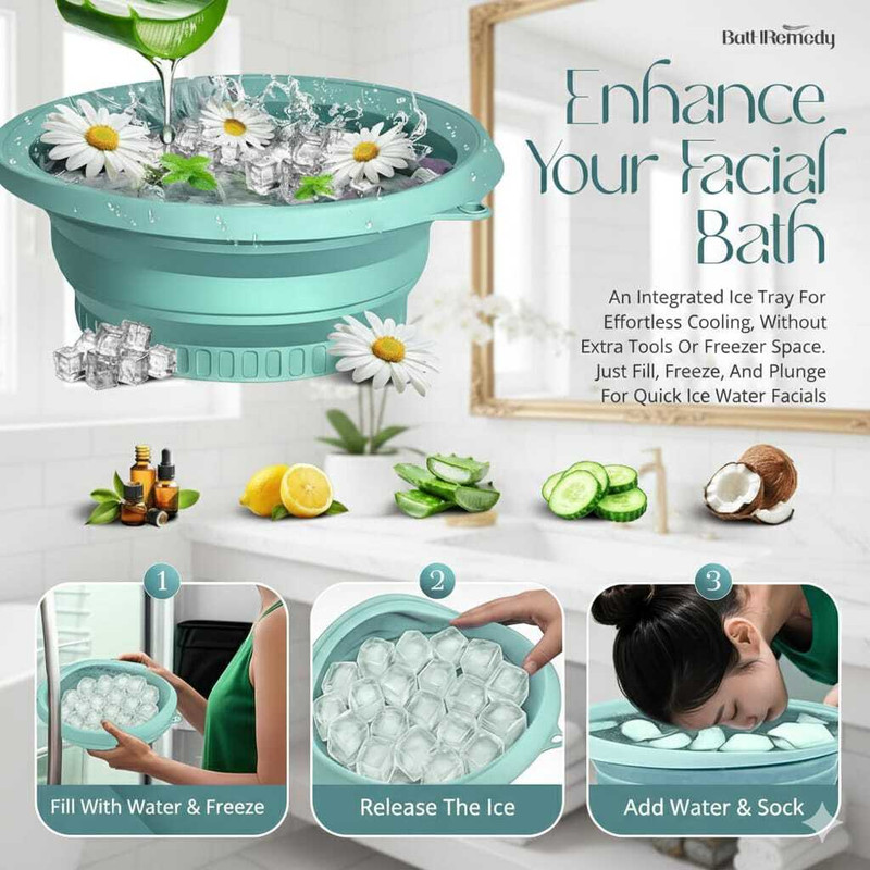 Sakhiara 1 L Silicone Manual Water Cleaning Bowl Ice Bucket(Blue)