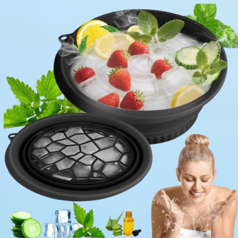 Vinto Fashion 1 L Silicone Flexible Silicone Bowl for Ice Bath Skin Therapy Ice Bucket(Black)