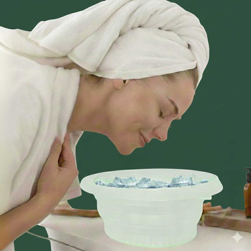 ASHAKA 1 L Silicone Ice Facial Bowl for Face Tightening Ice Bucket(Green)