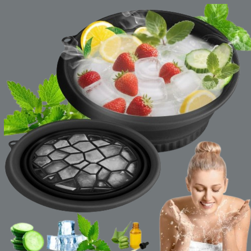 Neelmohi 1 L Silicone Facial Cooling Bowl for Calm and Clear Skin Pores Ice Bucket(Black)