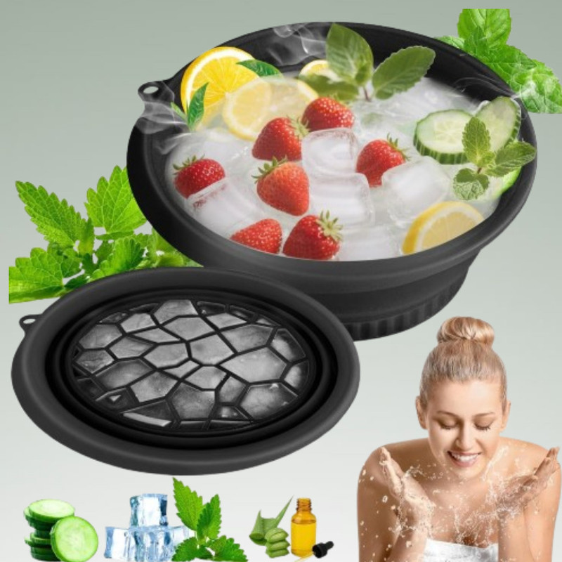 VRAJDHAM 1 L Silicone Facial Cooling Bowl for Refreshing and Toned Skin Ice Bucket(Black)