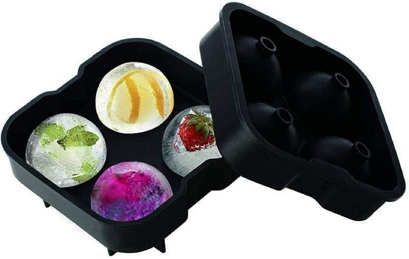 Hoshila172 Ice Ball Maker Mold Ice Tray Food Grade Ice Cube Trays Ice Cube Mold Whiskey Black Silicone Ice Ball Tray(Pack of1)