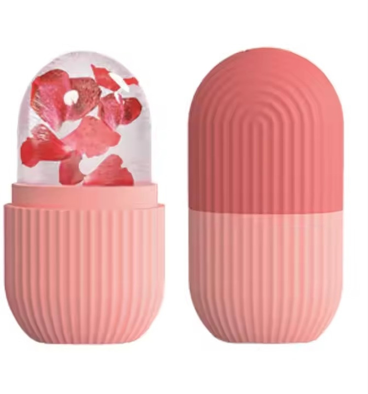 FLOVIL Glow Cube Mold Ice Roller Face Massager Ice face roller (pack of 1) Multicolor, Pink Silicone Ice Cube Tray(Pack of1)