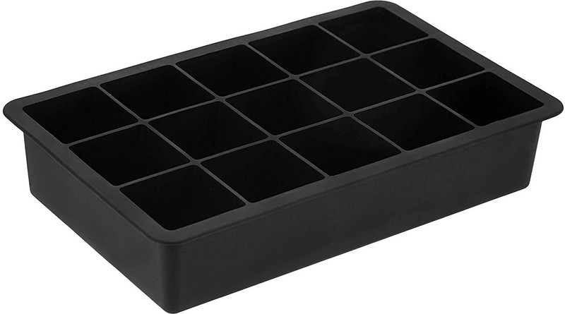 Kienlix Silicone Ice Cube Trays Molds, 15 Cavities Ice Tray for Whiskey and Cocktail Black Silicone Ice Cube Tray(Pack of1)