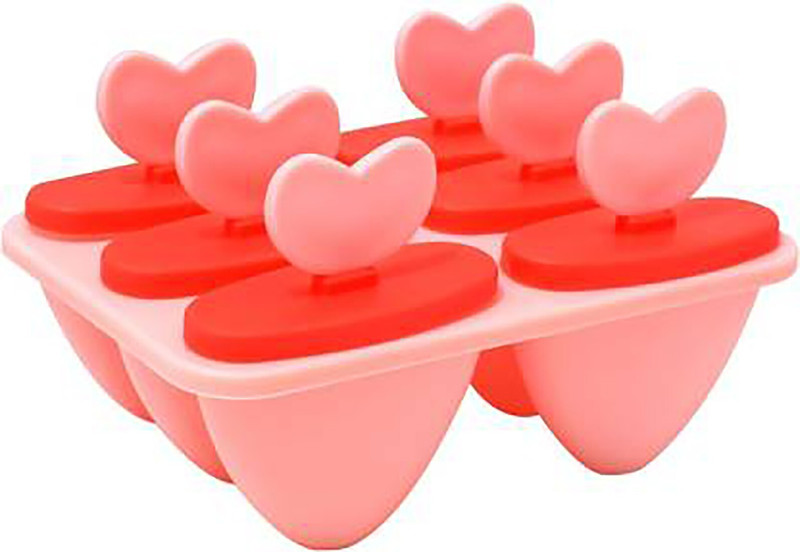ICY Summer Special cute ice cream mold heart shape stick ( multicolor) Red Plastic Ice Cube Tray(Pack of1)