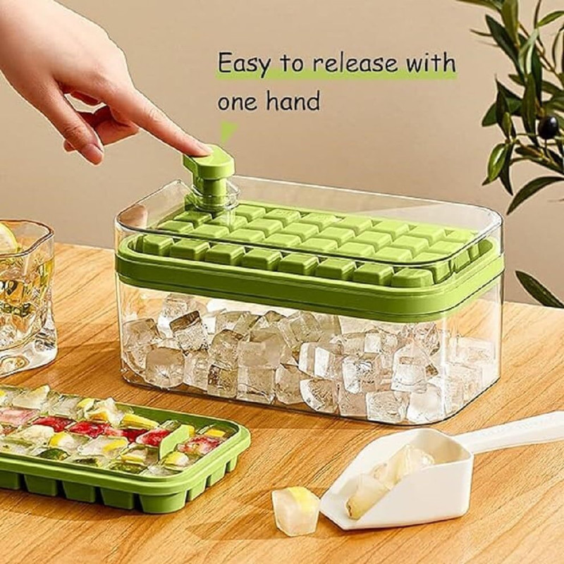 K Gor Multi Grid Ice Cube Tray with Storage Box and Lid Multicolor Plastic Ice Cube Tray(Pack of1)