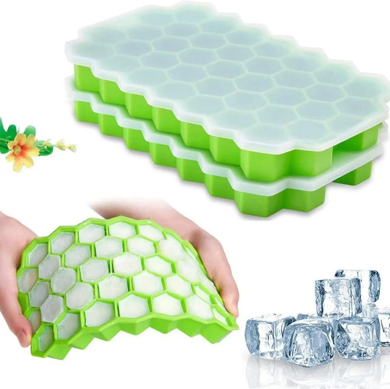HOMFEL Honeycomb 17 Cavity Ice Cube Mould Flexible Tray for Freezer, Chilled Drinks Multicolor Silicone Ice Cube Tray(Pack of1)