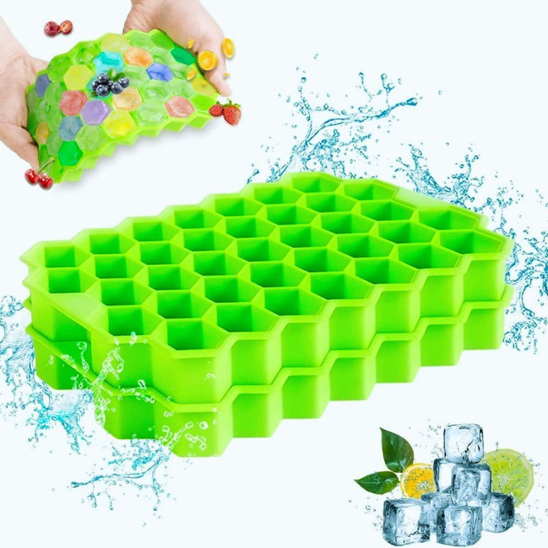 AnjaniputrA Ice Cube Tray for Freezer Moulds Small Cubes Whiskey Fridge Bar Soft Multicolor Silicone Ice Cube Tray(Pack of2)