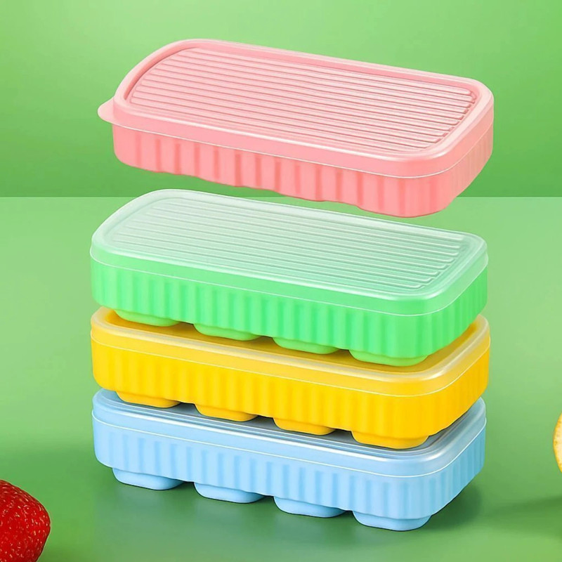 PRIMIZA Keep Your Drinks Cool with Perfect Ice Cubes ❄️ Multicolor Plastic Ice Cube Tray(Pack of4)