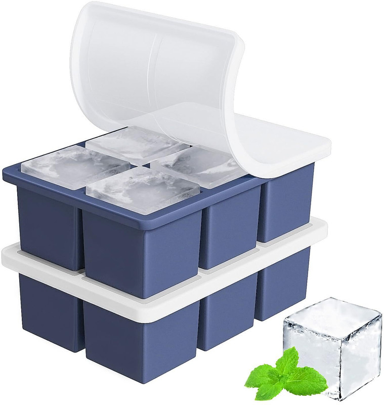 AARUKCREATION Food-Grade Silicone 6 Large Cube Mould for Bar, Chocolate, Baby Food, Reusable Blue Silicone Ice Cube Tray(Pack of1)