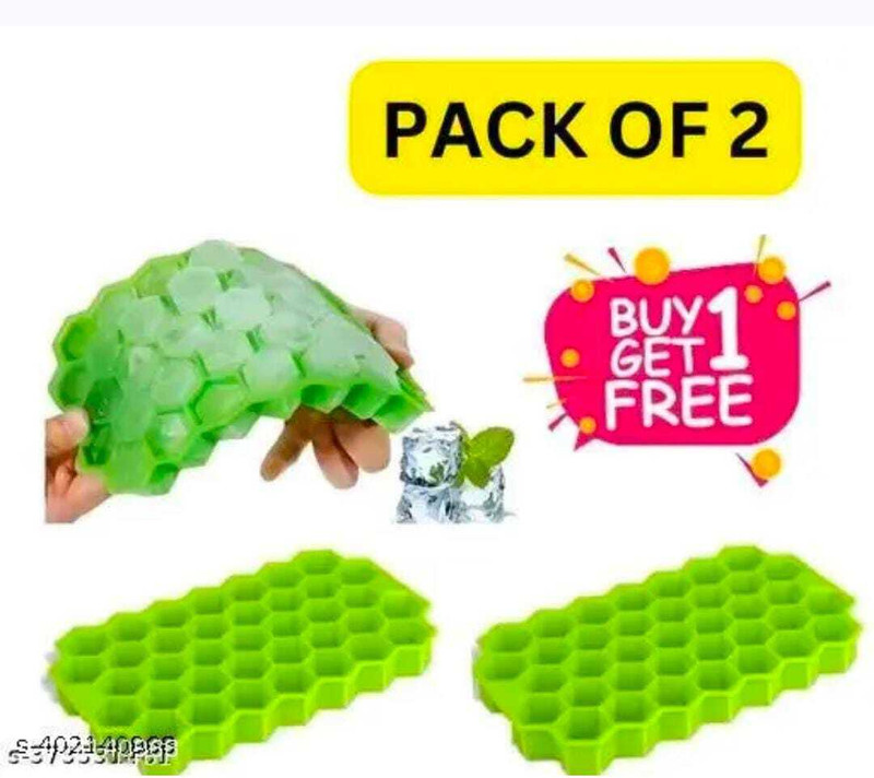 balajiproduct Ice Cube Tray Ice Cube Box for Home Ice Cubes Silicon Trays Green Silicone Ice Cube Tray(Pack of2)