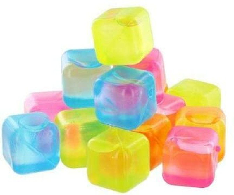 AL ATASH Square Shape Reusable Ice Cubes, Ice Cubes Moulds Filled with Pure Water Multicolor Silicone Ice Cube Tray(Pack of12)