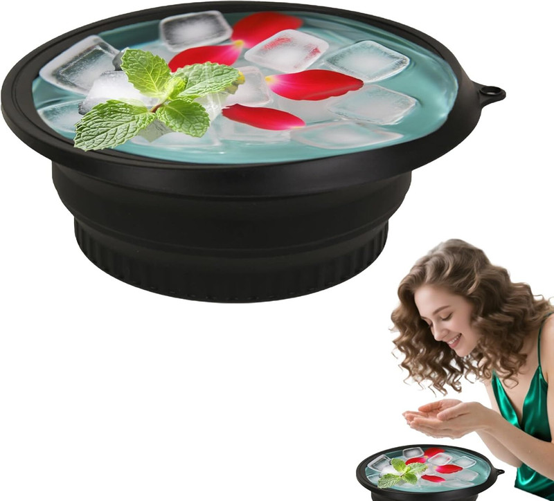 NoBiZ Ice Therapy Facial Bowl | Skin Tightening Ice Face Dip Bowl for Dark Circles Black Silicone Ice Cube Tray(Pack of1)