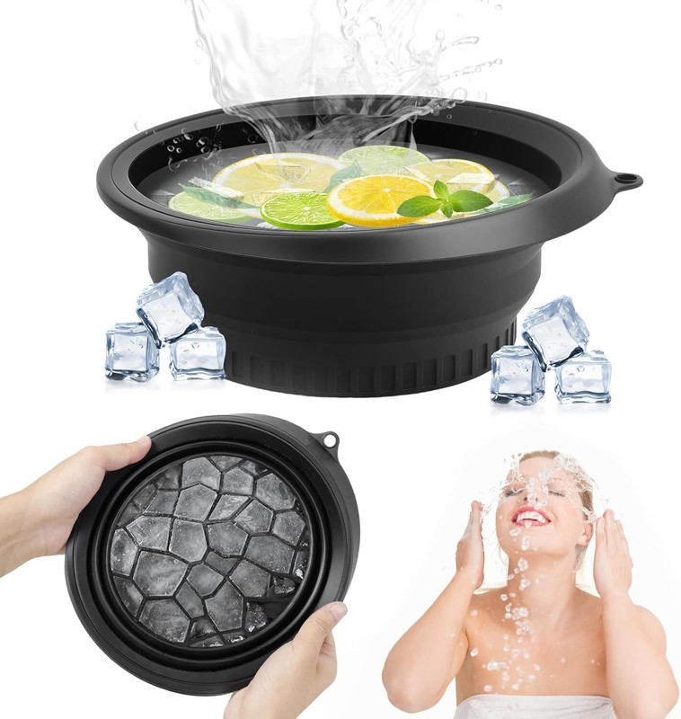 XIKARAMA ice bath bowl:: facial ice bath:: face ice bowl:: skincare ice bath:: cold Black Silicone Ice Cube Tray(Pack of1)
