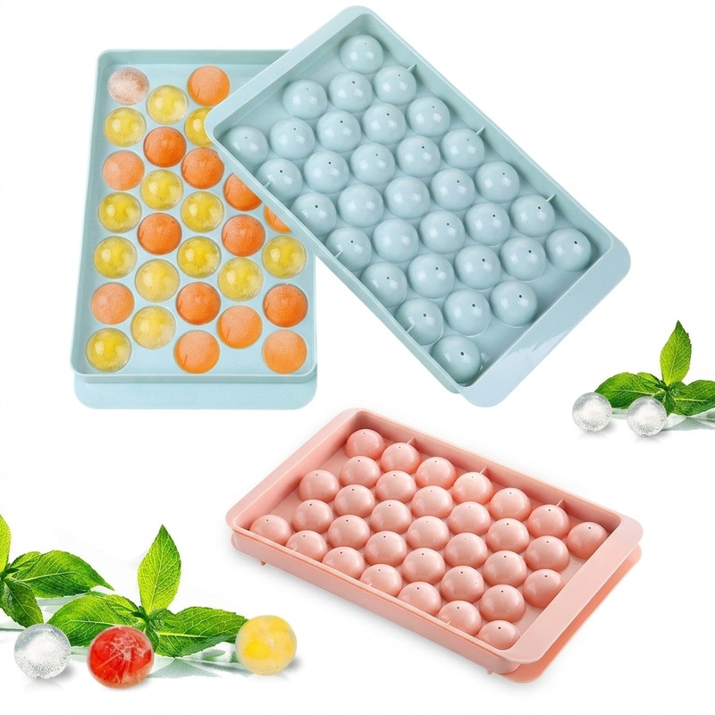 Jpiez Round Ice Ball Tray for Juice, Mocktails & Coffee Multicolor Plastic Ice Cube Tray(Pack of1)