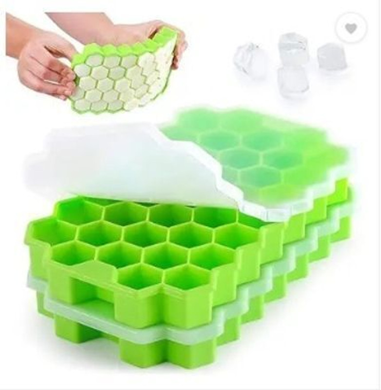 Zupaya Honey Comb Ice trey Green Silicone Ice Cube Tray(Pack of3)