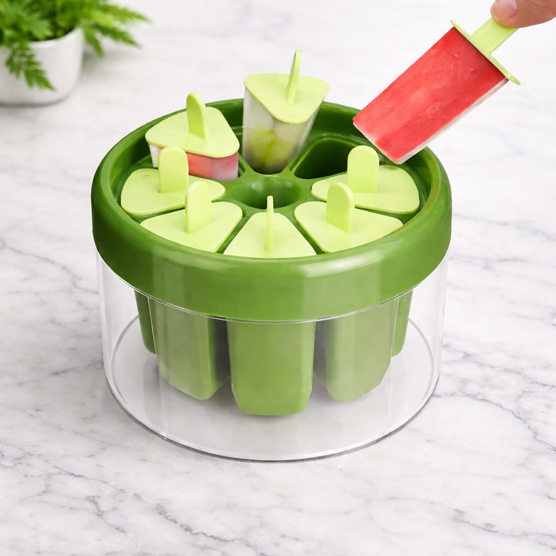 GROWA round shape ice cream mold green colour Green Plastic Ice Cube Tray(Pack of1)