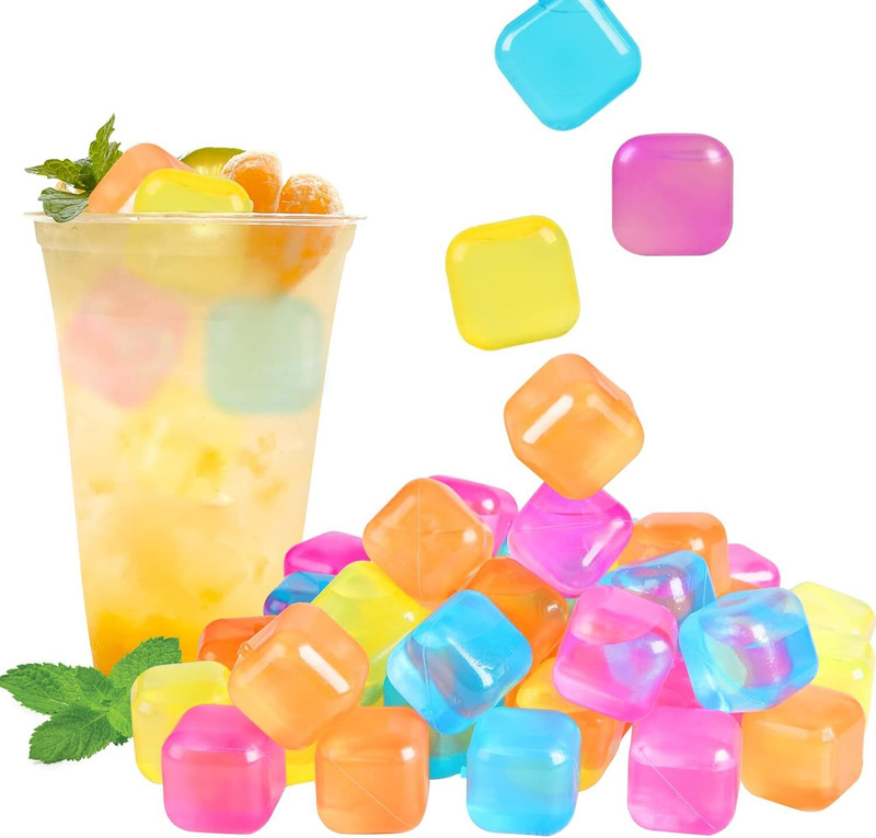 mapperz Reusable Ice Cubes Colorful Silicone Square Washable Ice Cube for Drinks Multicolor Silicone Ice Cube Tray(Pack of12)