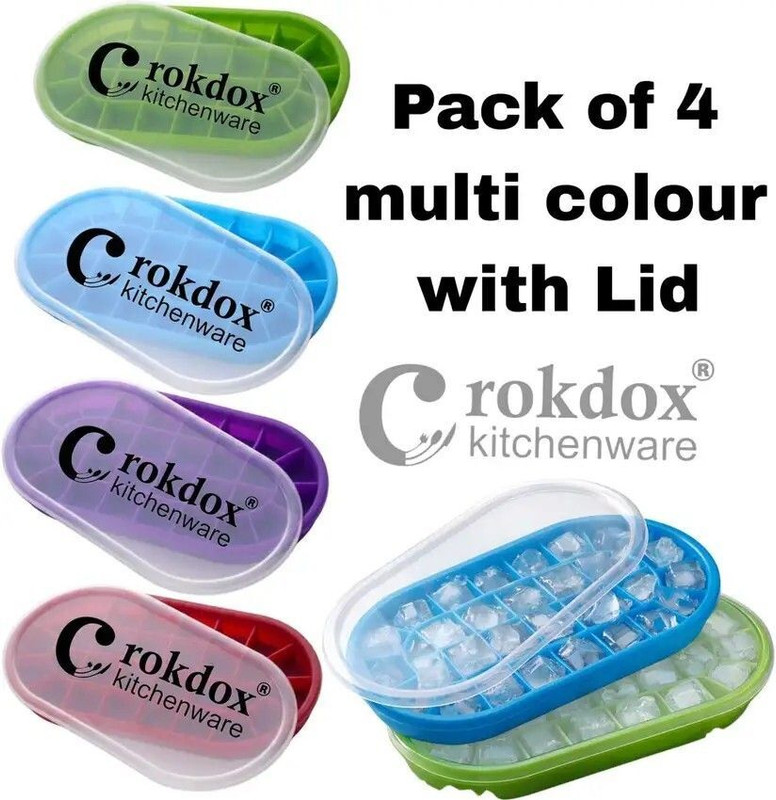 Rokdox Ice Cube Tray for Freezer Flexible Silicone Honeycomb Design 30 Cavity Blue, Purple, Red, Green Silicone Ice Cube Tray(Pack of4)