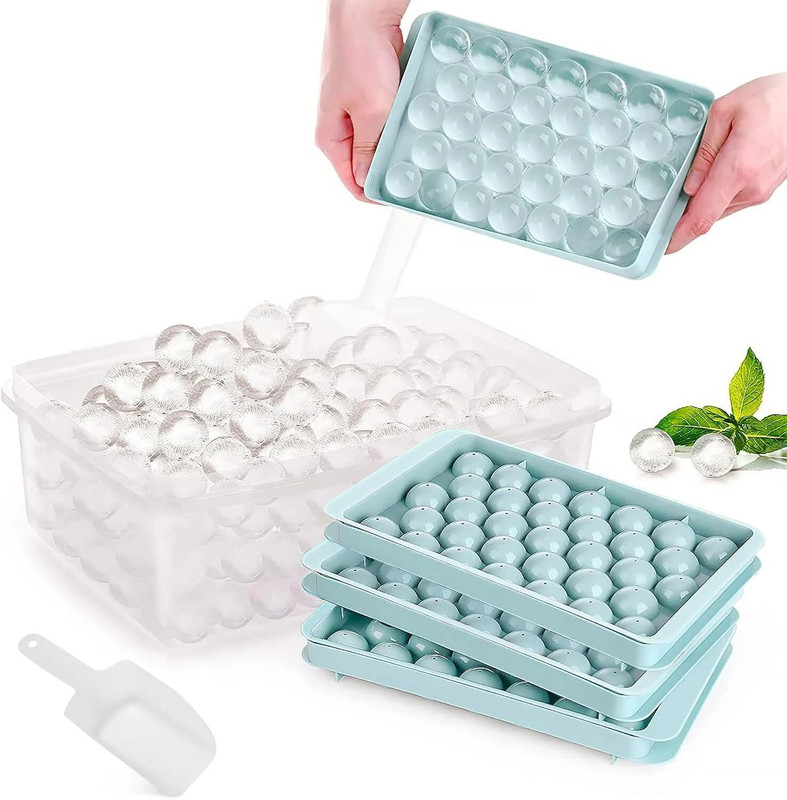 XAMILE Round Ice Cube Tray,Ice Ball Maker Mold for Freezer Multicolor Plastic Ice Ball Tray(Pack of1)