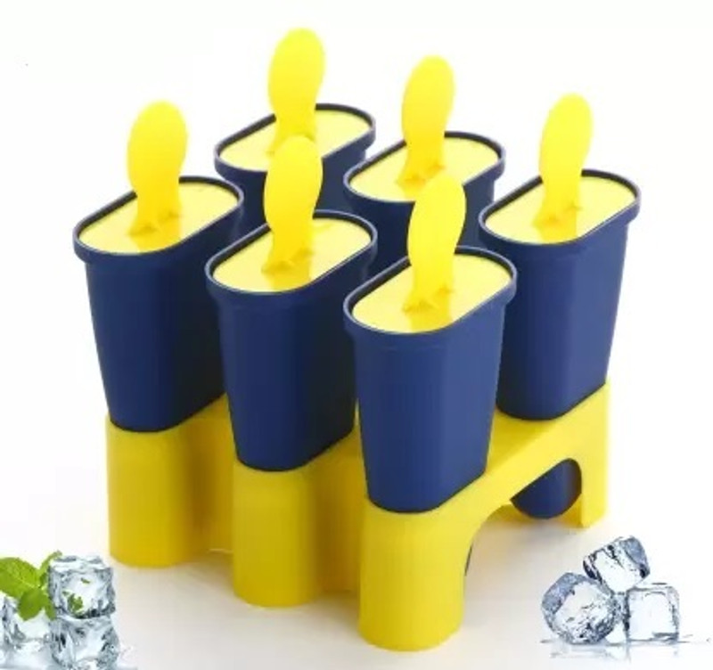 Jony Ice Cream Maker / Kulfi Mould / Popsicle Mould Blue, Yellow Plastic Ice Cube Tray(Pack of1)