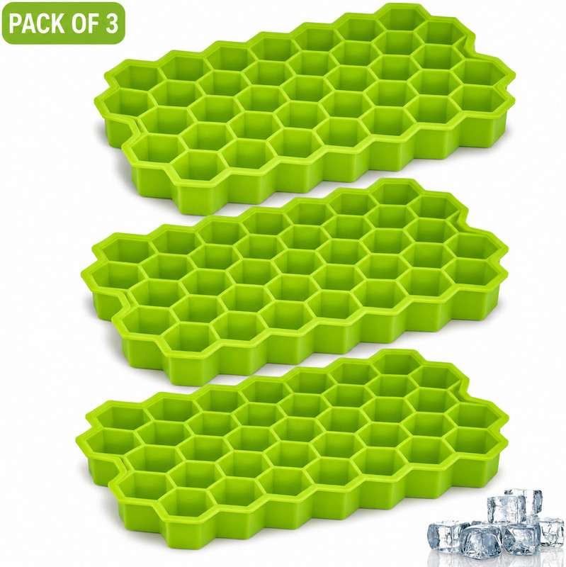 Triffy Multicolor Silicone Ice Cube Tray(Pack of3)