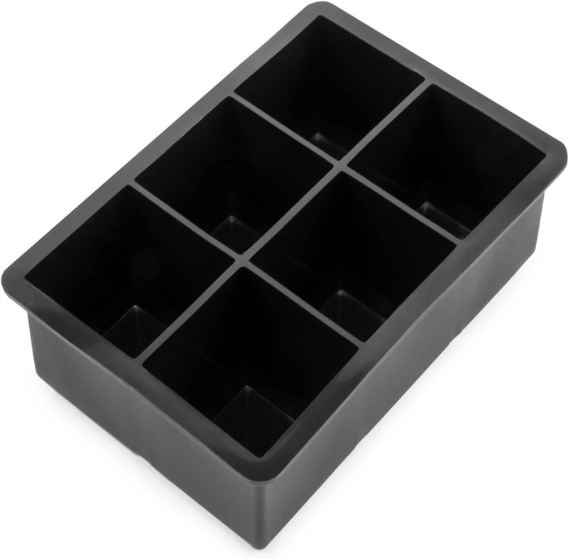 Homzview 6 Cavity Big Ice Cube Tray Silicone, Non-Stick Easy Release Ice Cube Mold Black Silicone Ice Cube Tray(Pack of1)