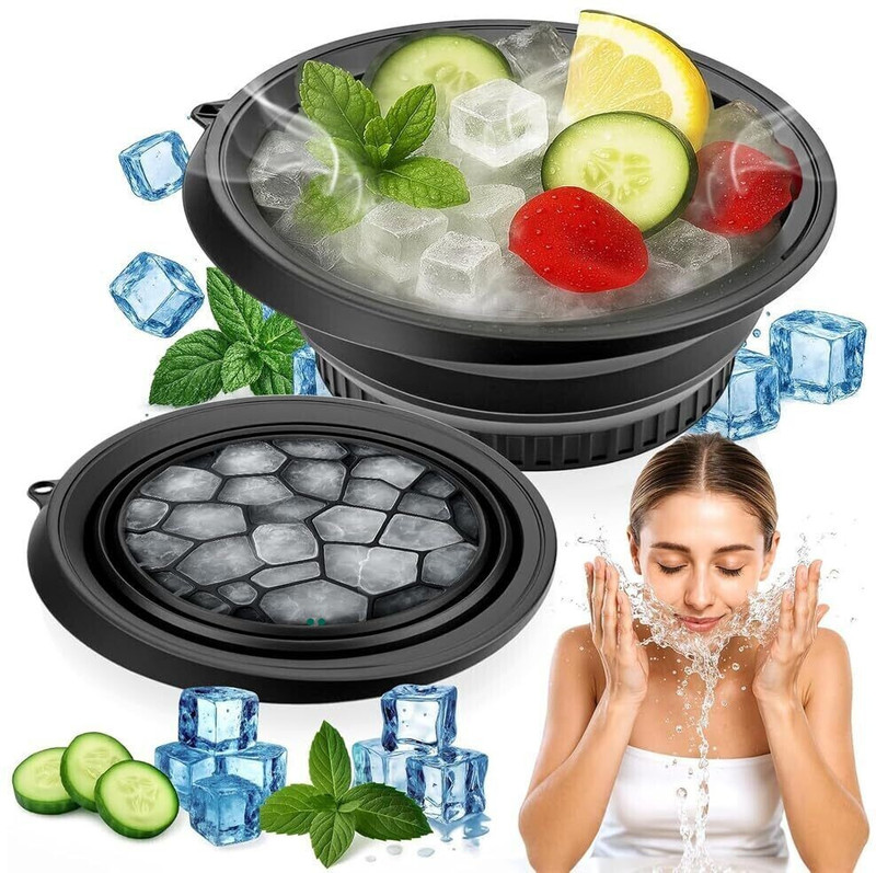 Triffy Silicone Ice Facial Bowl Beauty Tool for Face Tightening and Refresh Black Silicone Ice Cube Tray(Pack of1)