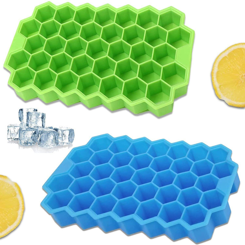 KICHDRAW Green, Blue Silicone Ice Cube Tray(Pack of2)