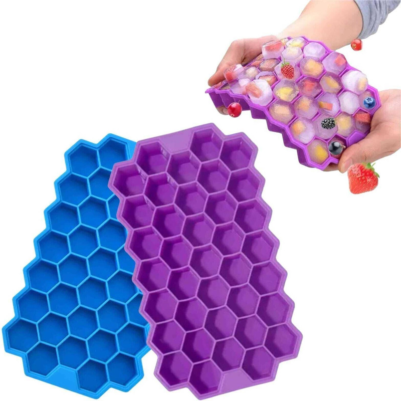 Rokdox 37 Honey Blue, Purple Silicone Ice Cube Tray(Pack of2)