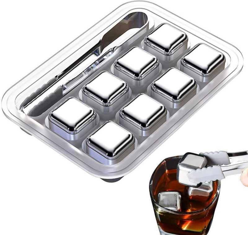 VARIYAENTERPRISE28 Reusable Wine Stone Durable Beer Drink Freezer Cooler Steel Steel Ice Cube Tray(Pack of1)