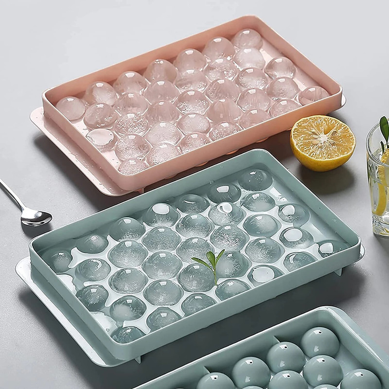 PRIMIZA Lid Mould Ice Trays for Chilled Drinks, Reusable Multicolor Multicolor Plastic Ice Ball Tray(Pack of2)