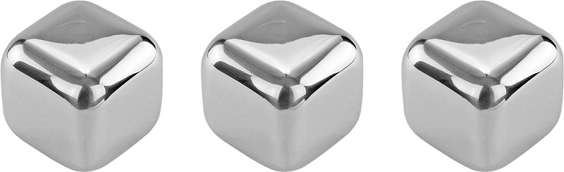 Erza Wine Chillers Metal Ice Cube, Stainless Steel Whiskey Stones Steel Steel Ice Cube Tray(Pack of3)