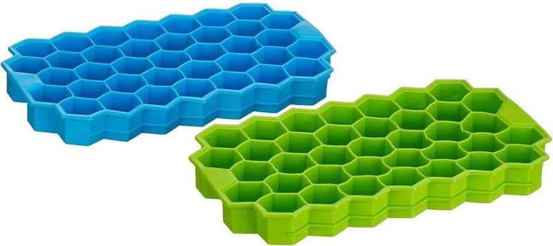 SHREE VRINDA SALES Ice Cubes Silicon Tray for Freezer Ice Mould Tray Fridge Green, Blue Silicone Ice Cube Tray(Pack of2)