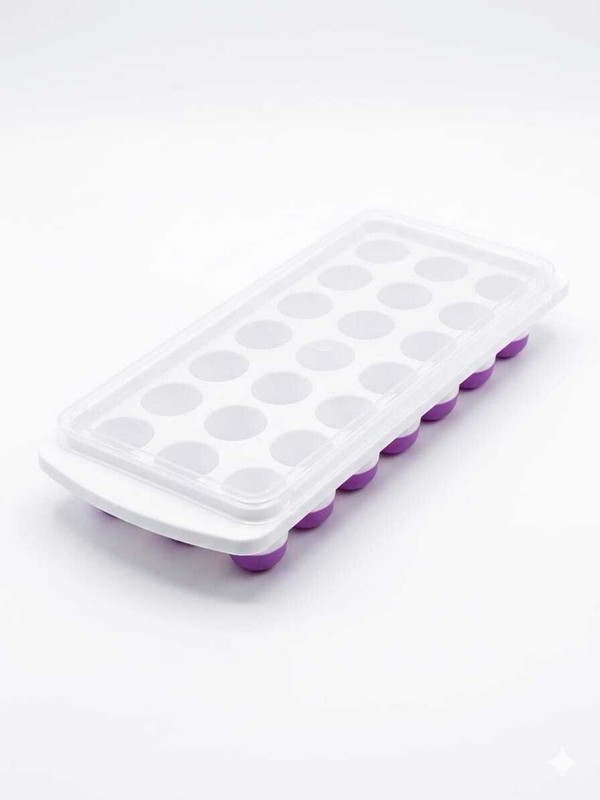 Soweto Premium Silicone Round Ice Cube Tray with Spill-Proof Lid Multicolor Silicone Ice Cube Tray(Pack of1)