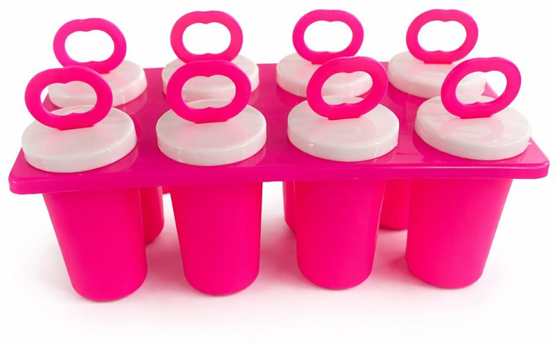 HAPANI 8-Cell Reusable Popsicle Maker Mold – DIY Homemade Ice Pop Trays Pink Plastic Ice Cube Tray(Pack of1)