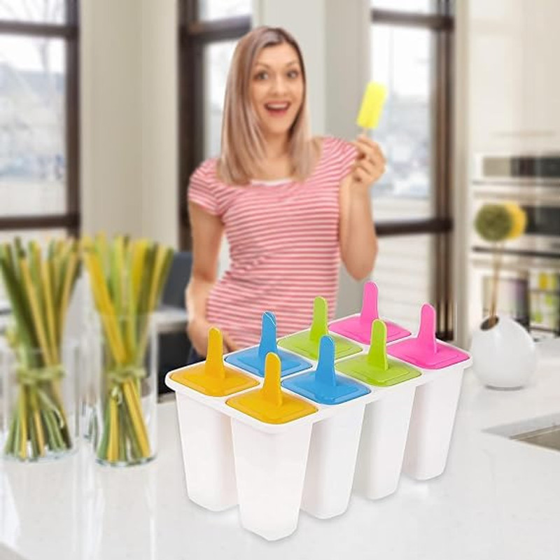 SWAMPY Kulfi Ice Cream Mould Set of 8 with Stand ice Cube Trays White Plastic Ice Cube Tray(Pack of1)