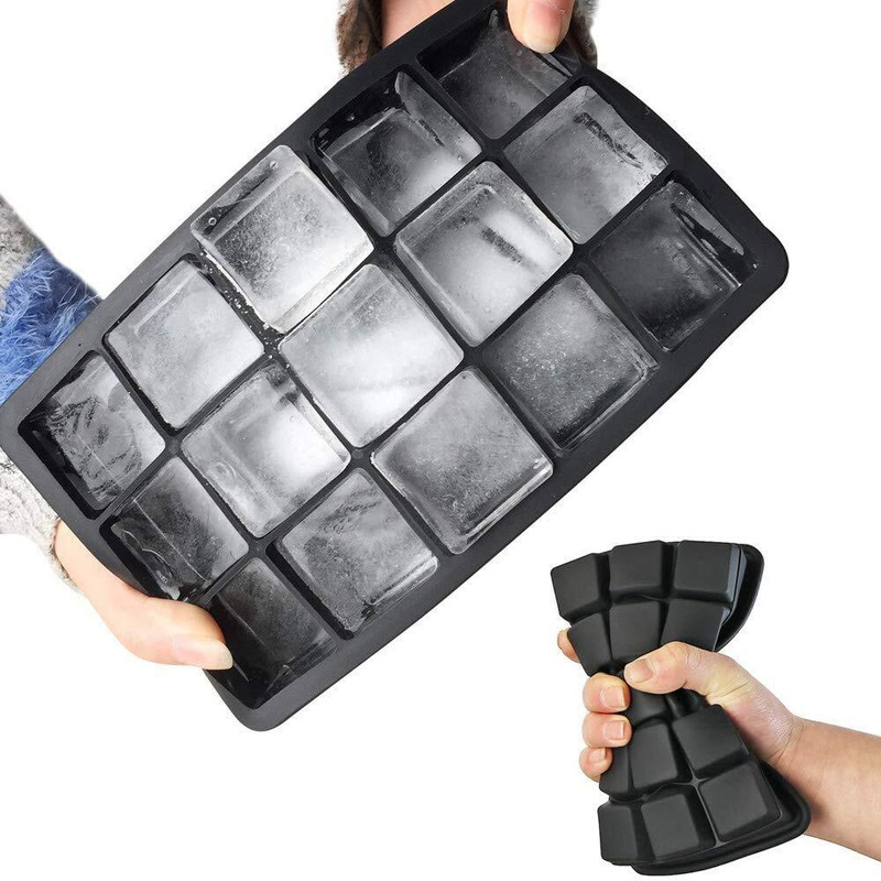 Xpandio Ice cube tray 15 cube , Flexible, Stackable Ice Tray Black Silicone Ice Cube Tray(Pack of1)