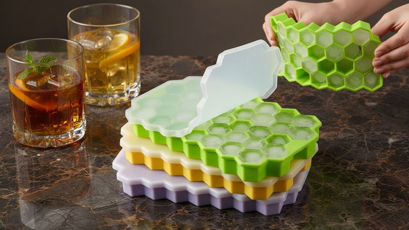 Urban Utopia 8 Big cube Multicolor Silicone Ice Cube Tray(Pack of4)