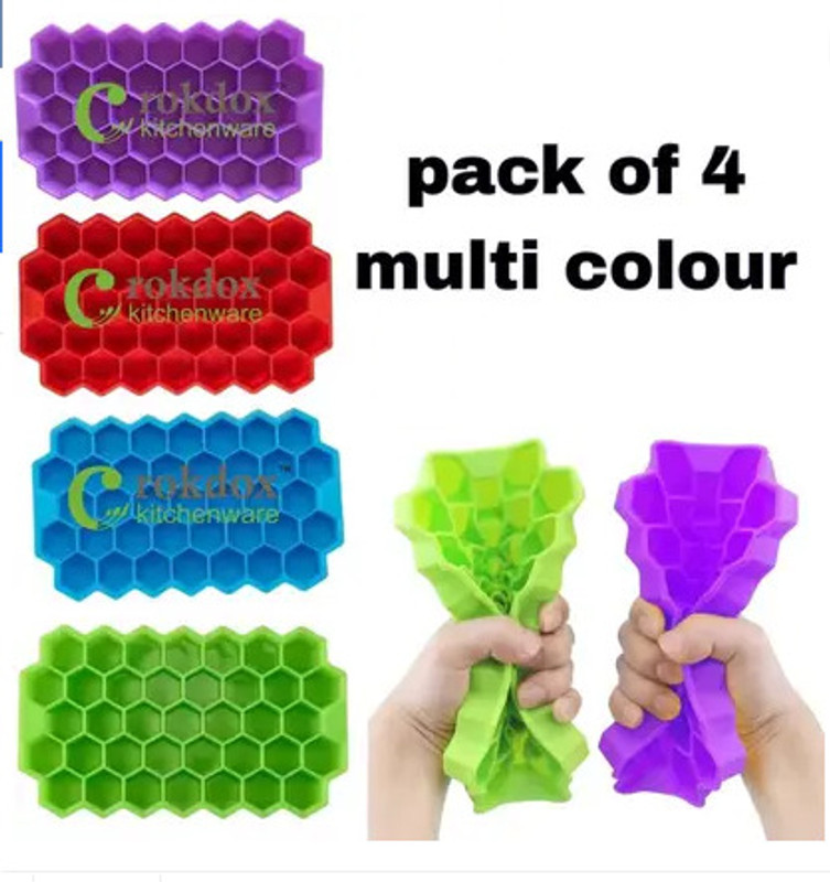 AXUNE 4 GBPR HONEY Multicolor Silicone Ice Cube Tray(Pack of4)