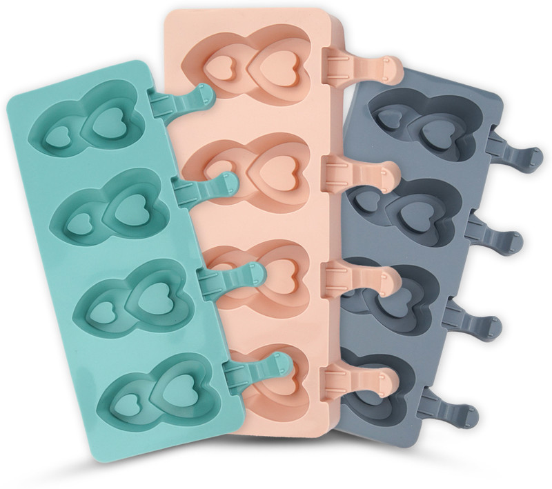 GAJ INTERNATIONAL Heart Shaped Silicone Ice Cream Mold Tray–Reusable, Non-Stick, Food Grade Mould Multicolor Silicone Ice Cube Tray(Pack of1)