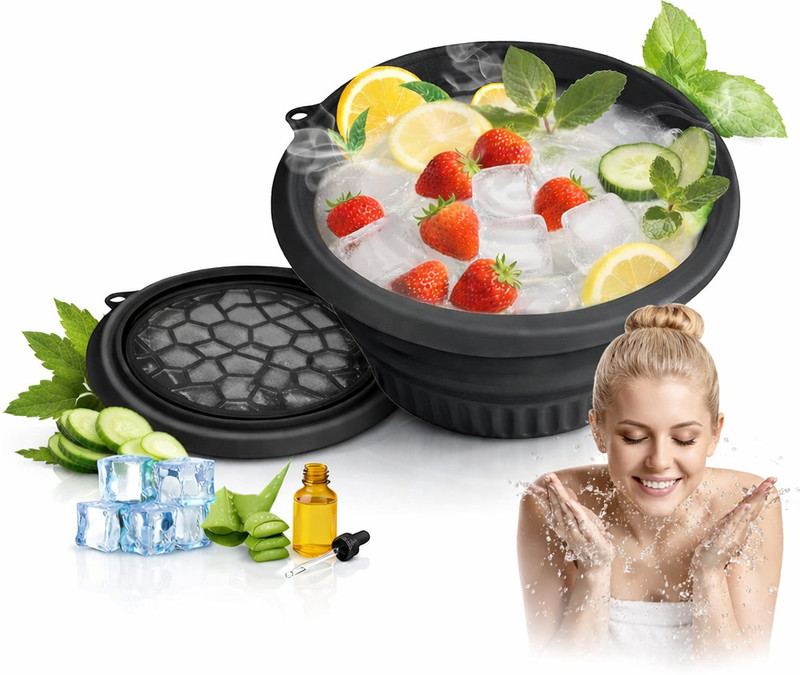 Flipkart SmartBuy Ice Face Bowl for Glow & Pore Tightening, Silicone Face Ice Tray Skincare Tool Black Silicone Ice Cube Tray(Pack of1)