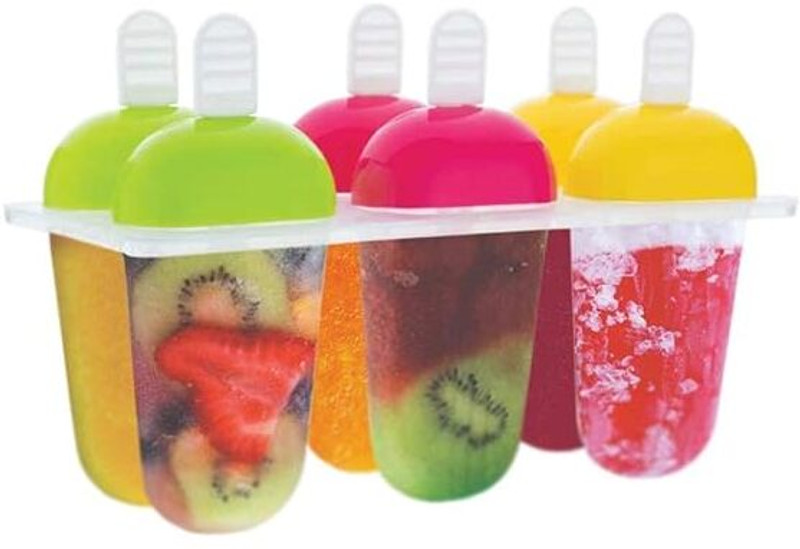 Releena Ice Maker / Ice Cream Maker / Kulfi Mould / Popsicle Mould/ Ice cube maker Brown Plastic Ice Cube Tray(Pack of6)